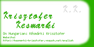 krisztofer kesmarki business card